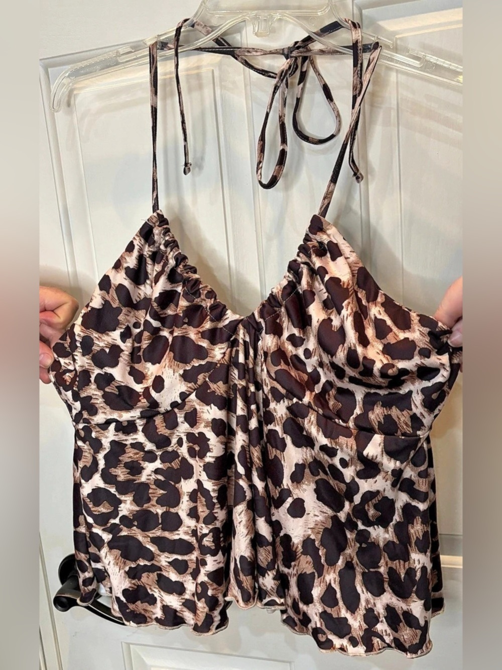SHEIN ICON Vintage Leopard Print Backless Halter Neck Sleeveless Top Large - Picture 1 of 4